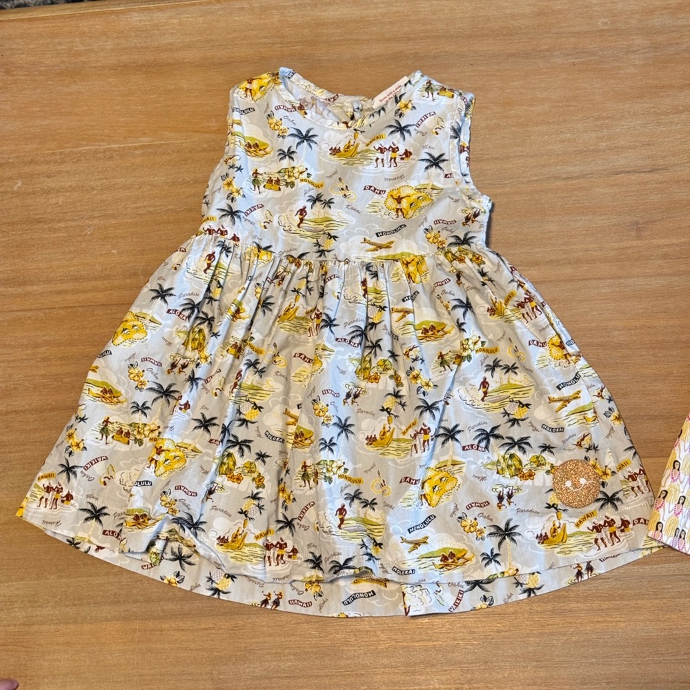 Hawaiian Island Print Sleeveless Dress 2T